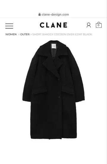 CLANE 샤기 코쿤 오버코트 블랙