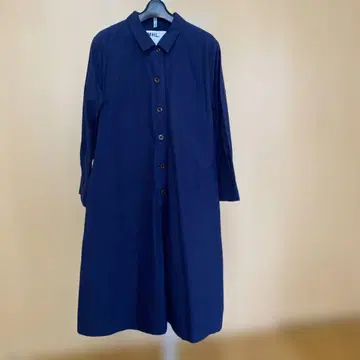 MHL, 네이비 버튼 부착 셔츠 원피스