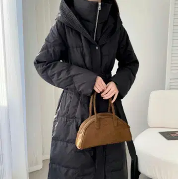 ABITOKYO 다운 후드 부착 롱 코트
