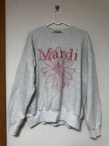 Mardi 꽃무늬 자수 트레이닝복 그레이 핑크