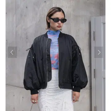 POPPY gather sleeve cropped ma-1 블루종
