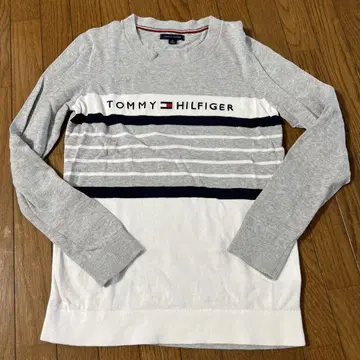 TOMMY HILFIGER 그레이 스트라이프 긴팔 트레이닝복 M