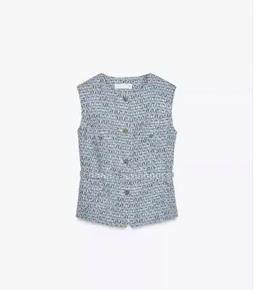 자라 ZARA 벨트 텍스처 베스트 스카이블루