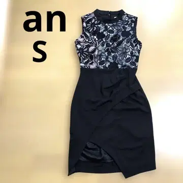 an 레이스 장식 슬리브리스 타이트 드레스 S