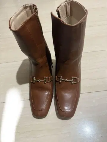 브라운 힐 부츠 사이드 지퍼 23cm