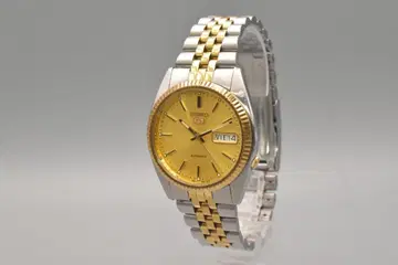 SEIKO 5 파이브 자동 와인딩 시계 골드/실버 금 날짜 남성용