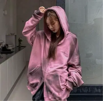 SCENERITY 그라데이션 핑크 후드티