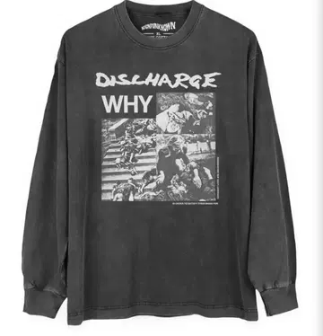 DISCHARGE 롱 슬리브 티셔츠 워시드 블랙
