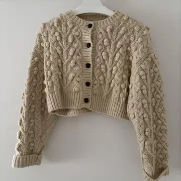vintage 케이블 니트 크롭 가디건