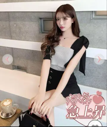 cherimi 리본 슬리브 니트탑