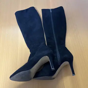 DAIANA 블랙 스웨이드 롱 부츠 7cm 힐