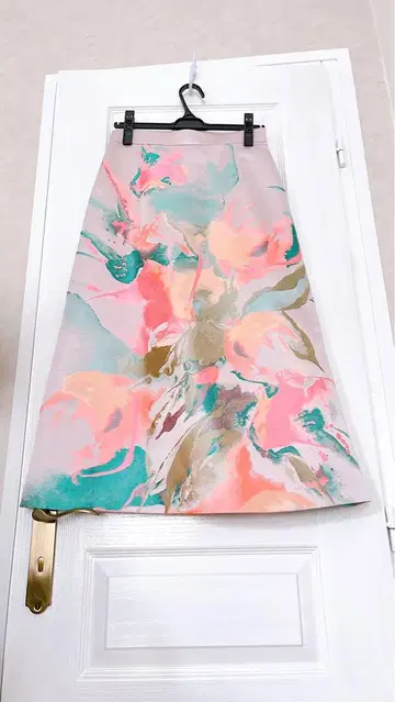아트 패턴 자카드 새틴 스카프 미사용 새상품