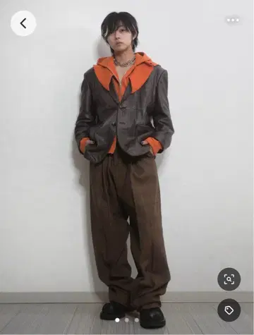 브라운 가죽 테일러드 자켓