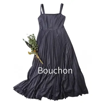 Bouchon 야마다야 뷔스티에풍 롱 원피스 플리츠 퍼플 계열
