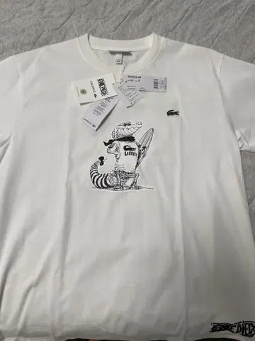 LACOSTE x ONE PIECE 악어 캐릭터 T셔츠 화이트