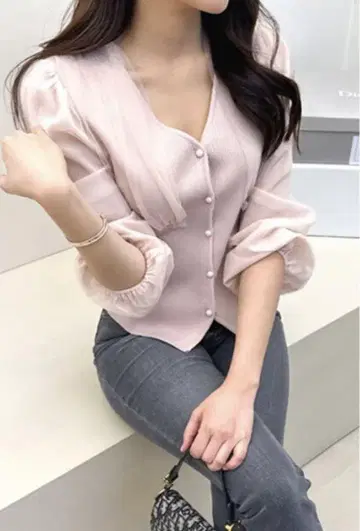 cocomomo 쉬폰 슬리브 가디건
