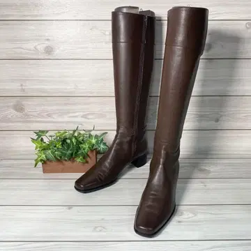 934 [새상품급] 긴자 요시노야 롱 부츠 사이드 지퍼 브라운 23.5