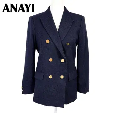 ANAYI 테일러드 자켓 더블 골드 버튼 38 네이비 무지