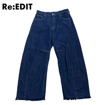 Re:EDIT 리디 밑단 프린지 커브 데님 팬츠
