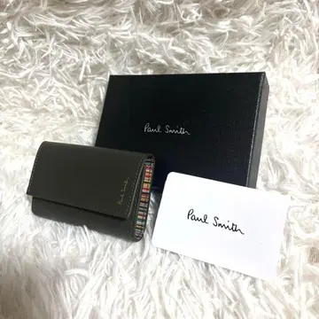 미사용품 폴스미스 6연 키케이스 천연 가죽 그린 x 멀티 스트라이프