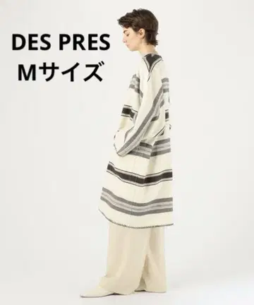 새상품급 DES PRES 데프레 울 담요 크로스 노카라 코트 36