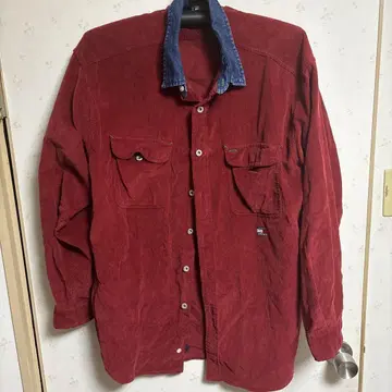 타미 진스 빨간색 코듀로이 셔츠 90s