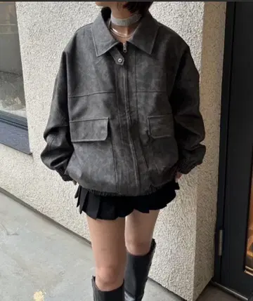 nemne store 인조 가죽 스탠드 블루종