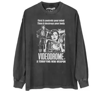 VIDEODROME 긴팔 티셔츠 E-Washed Black Gray