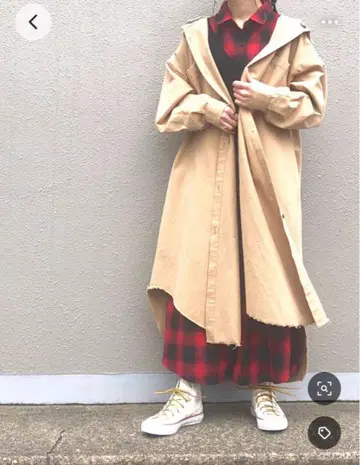 OSMOSIS loaf 후드 부착 셔츠 원피스 베이지