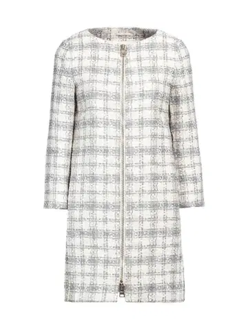 HERNO / 트위드 체크 노카라 코트