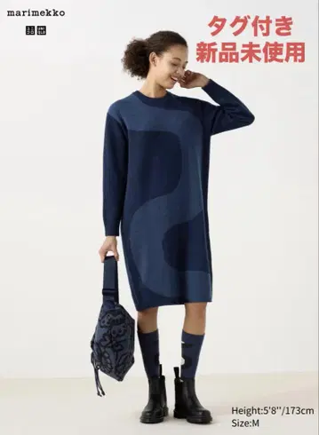 marimekko UNIQLO 라무 크루넥 원피스 네이비 XXL