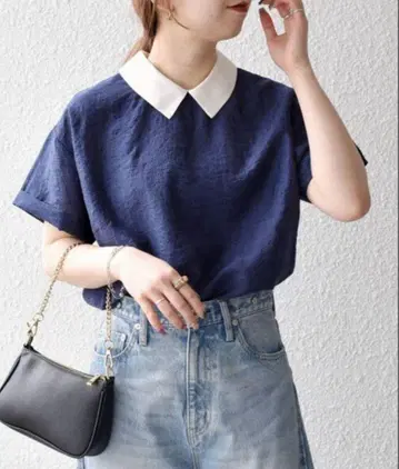 SHIPS any 플라워 자카드 바이컬러 풀오버 셔츠