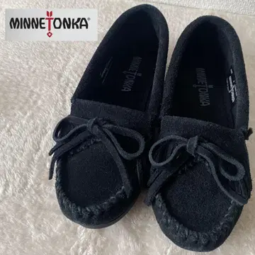 21cm 블랙 스웨이드 프린지 모카신 미네통카 심플 블랙