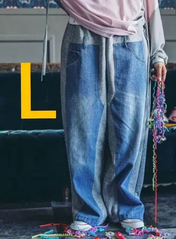 새상품 니코앤드 [MODE NORM CORE] 데님 패치워크 팬츠 L