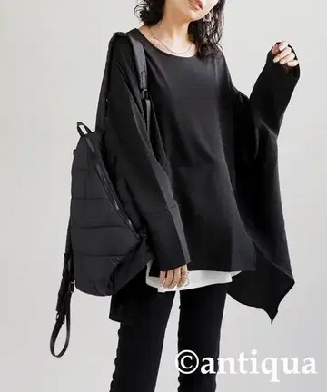 돌먼 슬리브 이종 소재 절개 상의