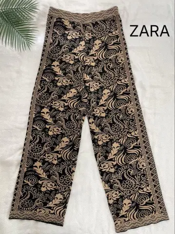 ZARA 패턴 니트 팬츠 L 사이즈 에스닉 패턴 팬츠 자라