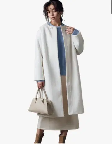 멜톤 노카라 코트 롱 기장 여성용 미사용 새상품