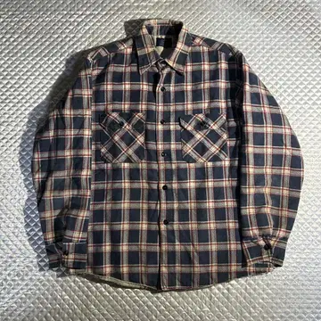 70s VINTAGE USA Sears 퀼팅 체크 셔츠 충전솜