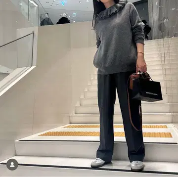 시마리 cccmalie 캐시미어 프릴 옷깃 니트 그레이