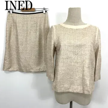LA4564 이네드 트위드 절개 스커트 셋업 베이지 9