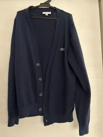 LACOSTE 네이비 버튼 가디건 US S