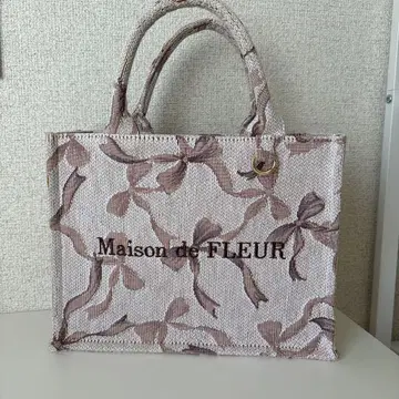 Maison de FLEUR 리본 무늬 고블랑 스퀘어 토트 S