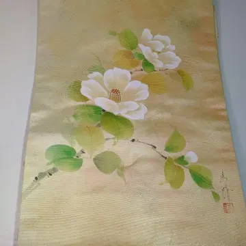 나고야 오비 꽃무늬 연한 골드 컬러