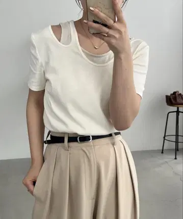 레이어드 아지메 T셔츠 [ 화이트 ]