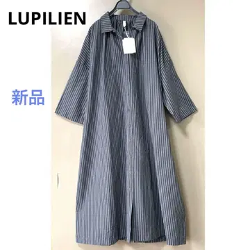 새상품 루필리안 LUPILIEN 스트라이프 패턴 프론트 오픈 셔츠 원피스
