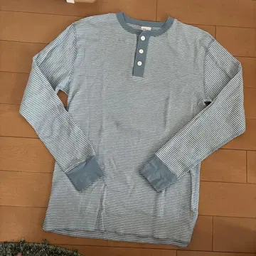Health knit / 헬스니트 스트라이프 헨리넥 긴팔