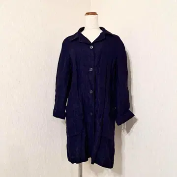MUJI 무인양품 린넨 코트 네이비 ( M ) 무지