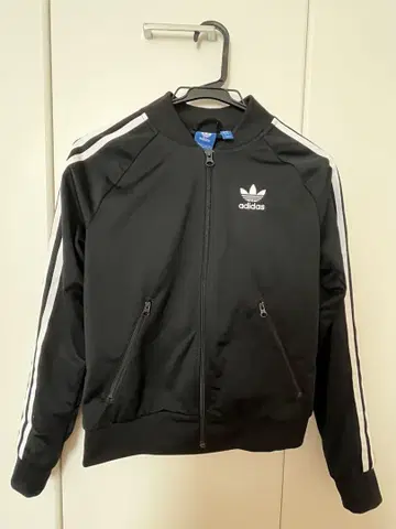 adidas 트레포일 로고 트랙 자켓 저지 블랙