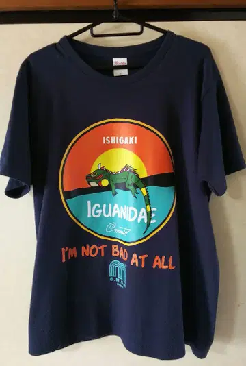 이구아나 T셔츠 네이비 L사이즈 히라사카 히로시 iguana 석양색