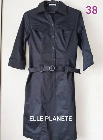 ELLE PLANETE 네이비 타이트 원피스 38 무릎 기장 7부 소매